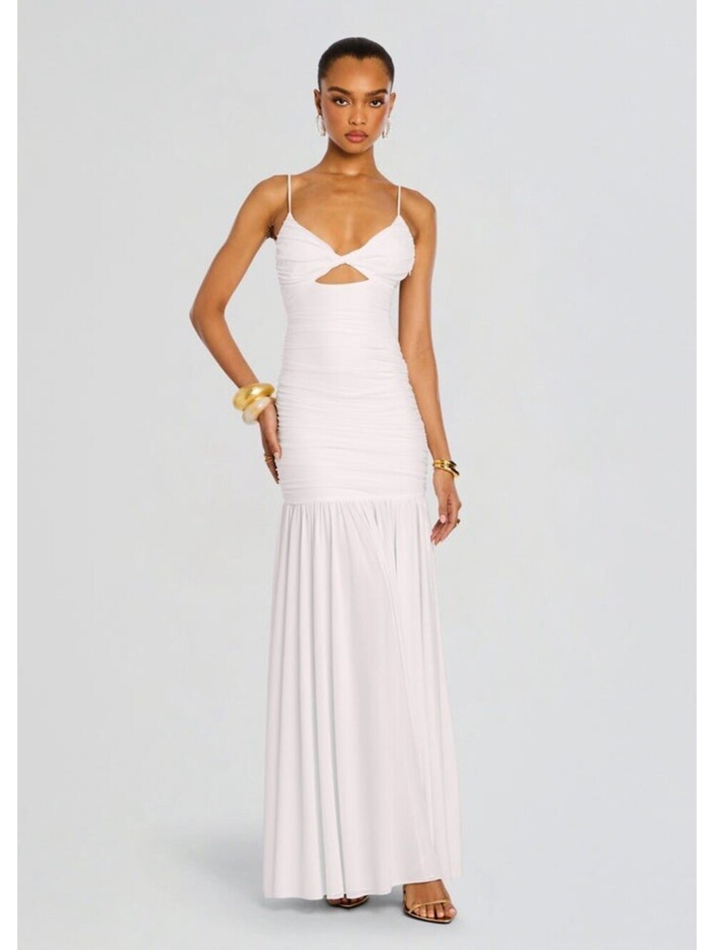 NWT Retrofete Bristol White Mesh Bridal Keyhol Dress Wedding Designer Large
